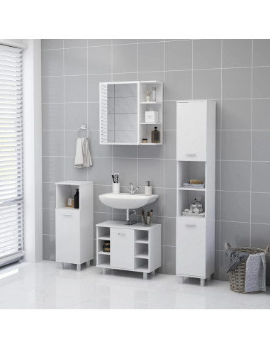 Armadietto a Specchio Bianco 62,5x20,5x64 cm Legno Multistrato