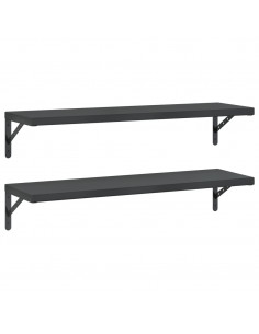 Mensole a Muro 2 pz 100x30 cm Nero in Acciaio Inossidabile 2