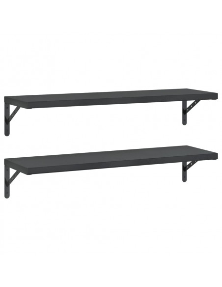 Mensole a Muro 2 pz 100x30 cm Nero in Acciaio Inossidabile