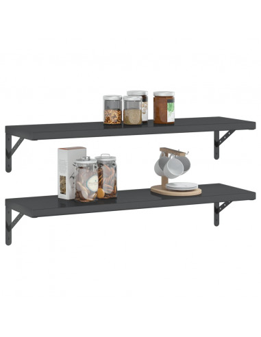 Mensole a Muro 2 pz 100x30 cm Nero in Acciaio Inossidabile