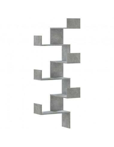 Scaffale Angolare a Muro Grigio Cemento 45x45x147cm Multistrato