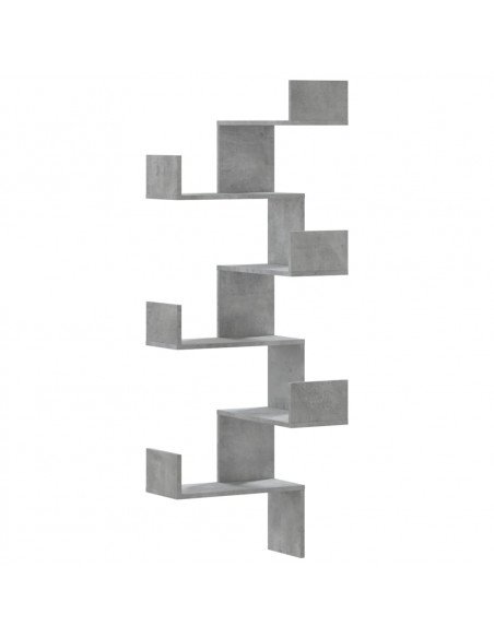 Scaffale Angolare a Muro Grigio Cemento 45x45x147cm Multistrato