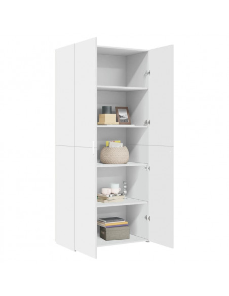 Credenza Bianca 80x42,5x185 cm in Legno Multistrato