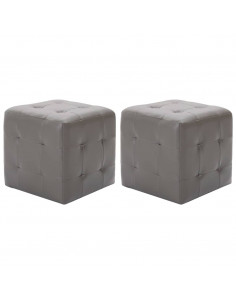 Pouf 2 pz Grigio 30x30x30 cm in Similpelle 2