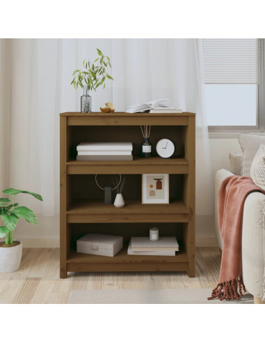 Libreria Marrone Miele 80x35x97 cm in Legno Massello di Pino