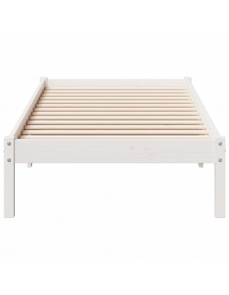 Letto Extra Lungo senza Materasso Bianco 80x220 cm in Pino