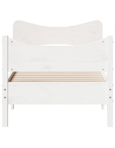 Giroletto con Testiera Bianco 90x200 cm Legno Massello di Pino