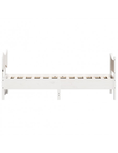 Giroletto con Testiera Bianco 90x200 cm Legno Massello di Pino