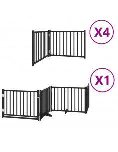 Cancello Cani Porta Pieghevole Nero 12 Pannelli 960 cm Pioppo 2