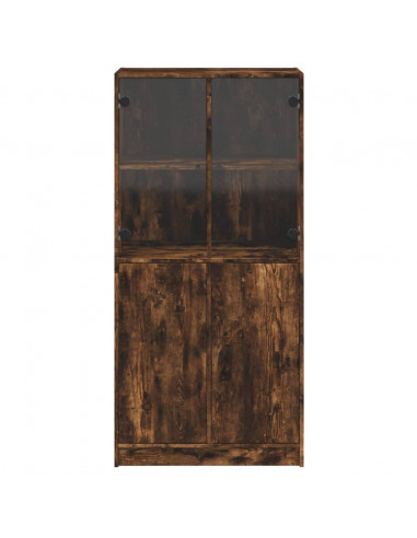 Credenza con Ante Rovere Fumo 68x37x142 cm Legno Multistrato