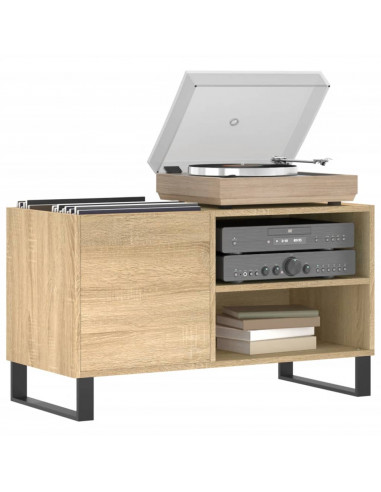 Mobile Porta Dischi Rovere Sonoma 85x38x48 cm Legno Multistrato