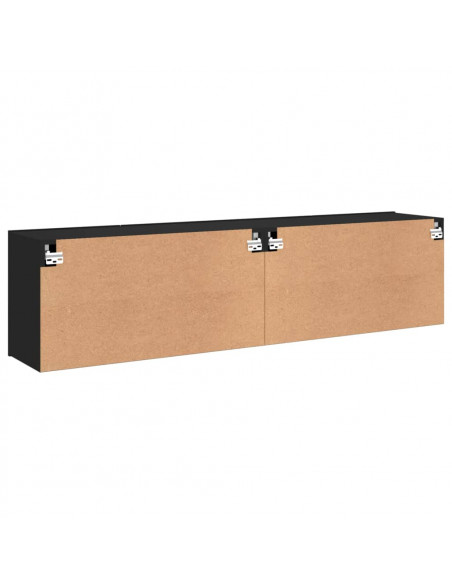 Mobili TV a Parete 2pz Neri 80x30x41 cm