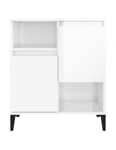 Credenza Bianco Lucido 60x35x70 cm in Legno Multistrato