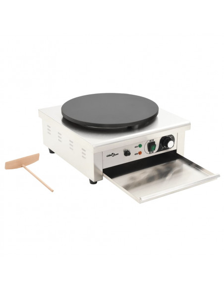Piastra Elettrica per Crepes con Vassoio Estraibile 40 cm 3000 W