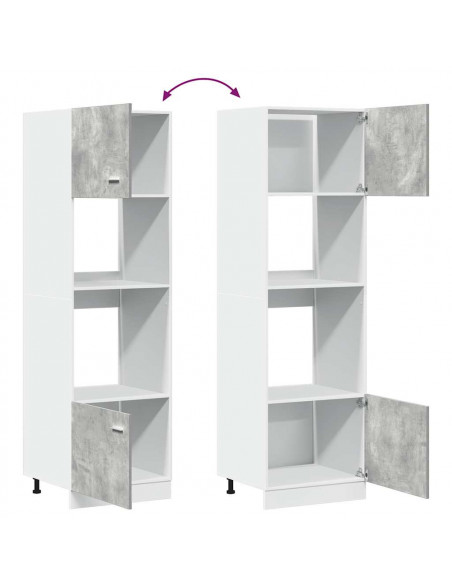 Mobile per Microonde Grigio Cemento 60x57x207 cm Multistrato