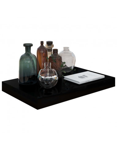 Scaffale a Parete Nero Lucido 40x23x3,8 cm in MDF