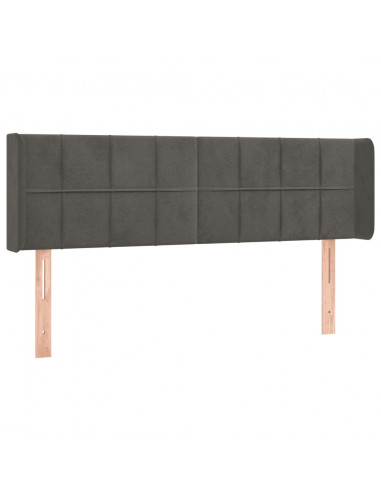 Testiera ad Orecchio Grigio Scuro 147x16x78/88 cm in Velluto