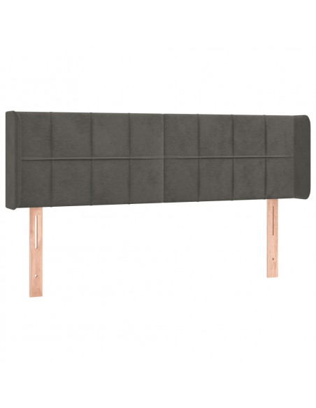 Testiera ad Orecchio Grigio Scuro 147x16x78/88 cm in Velluto