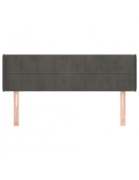 Testiera ad Orecchio Grigio Scuro 147x16x78/88 cm in Velluto