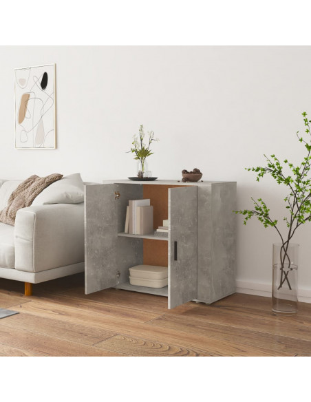 Credenza Grigio Cemento 80x33x70 cm in Legno Multistrato