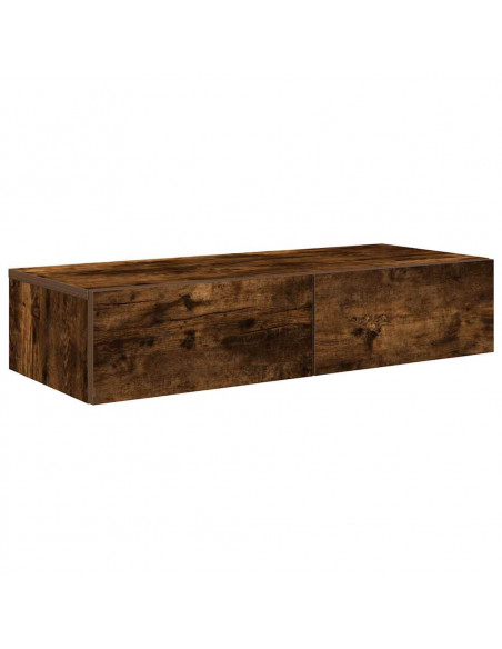 Scaffale a Parete con Cassetti Fumo 80x33x17 cm in Truciolato