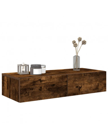 Scaffale a Parete con Cassetti Fumo 80x33x17 cm in Truciolato