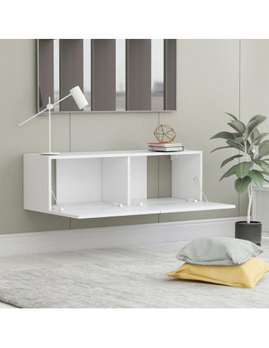 Mobile Porta TV Bianco 100x30x30 cm in Legno Multistrato