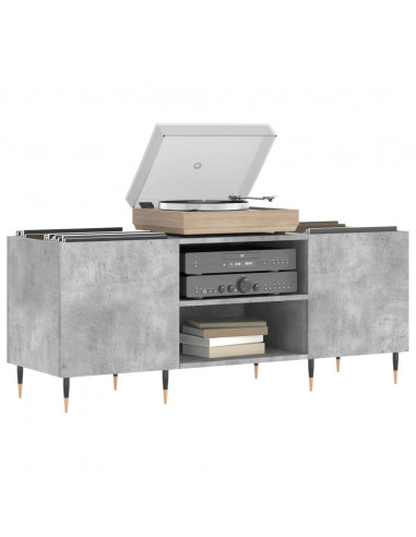 Mobile Porta Dischi Grigio Cemento 121x38x48 Legno Multistrato