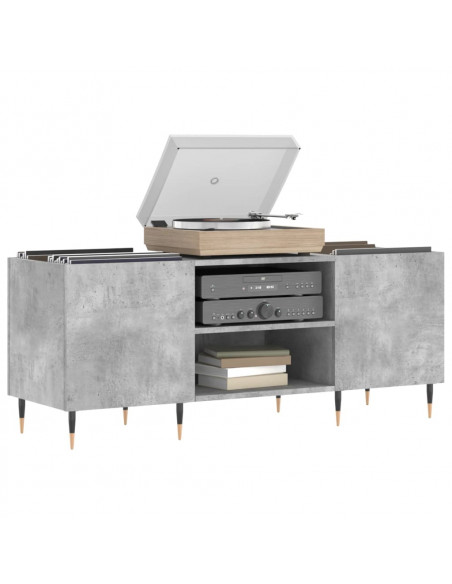 Mobile Porta Dischi Grigio Cemento 121x38x48 Legno Multistrato