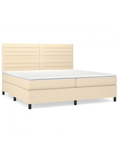 Giroletto a Molle con Materasso Crema 200x200 cm in Tessuto