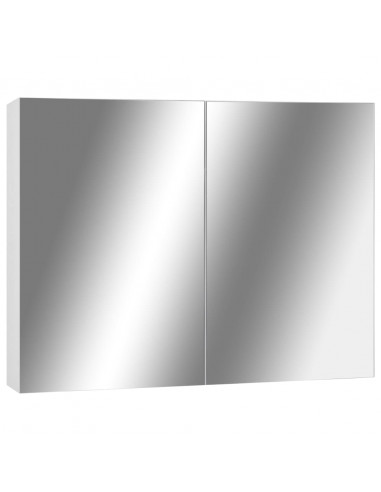 Armadietto a Specchio Bianco 80x15x60 cm in MDF