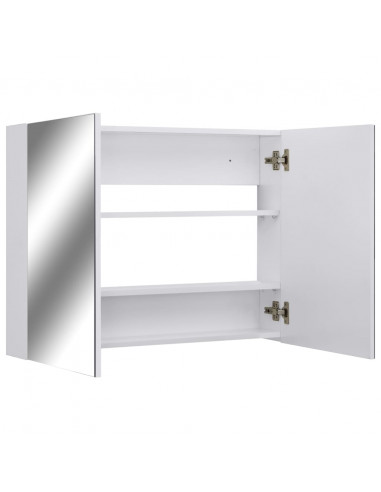 Armadietto a Specchio Bianco 80x15x60 cm in MDF