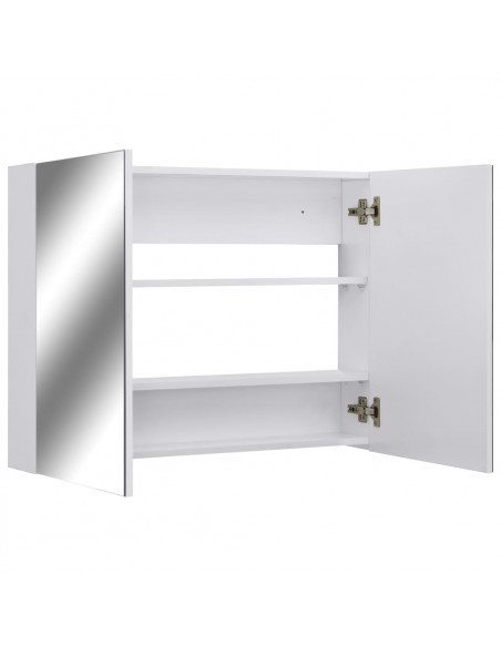 Armadietto a Specchio Bianco 80x15x60 cm in MDF