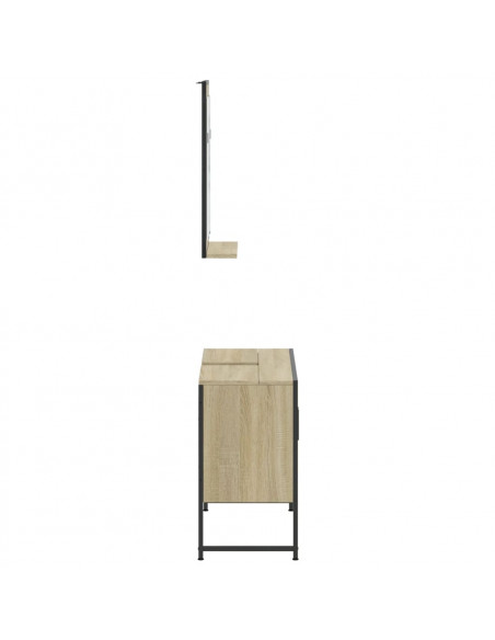 Set Mobili da Bagno 2 pz Rovere Sonoma in Legno Multistrato