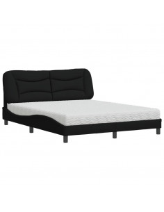 Letto con Materasso Nero 160x200 cm in Tessuto 2