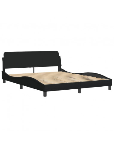 Letto con Materasso Nero 160x200 cm in Tessuto