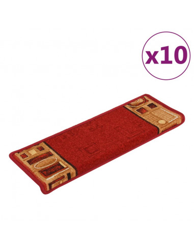 Tappetini per Scale Autoadesivi 10 pz 65x21x4 cm Rossi