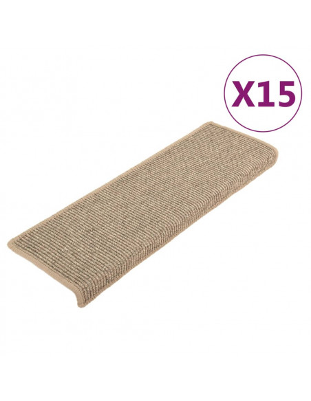 Tappetini Autoadesivi per Scale 15 pz Beige Scuro 65x21x4 cm