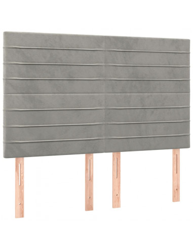 Giroletto con Testiera Grigio Chiaro 140x190 cm in Velluto