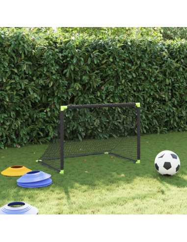 Porta da Calcio per Bambini Pieghevole Nera 90x64x64 cm