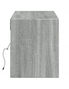 Mobile TV a Parete con Luci LED Grigio Sonoma 140x31x38 cm 2