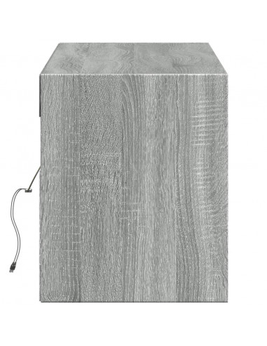 Mobile TV a Parete con Luci LED Grigio Sonoma 140x31x38 cm