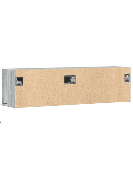 Mobile TV a Parete con Luci LED Grigio Sonoma 140x31x38 cm