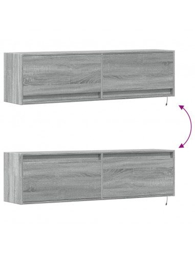 Mobile TV a Parete con Luci LED Grigio Sonoma 140x31x38 cm