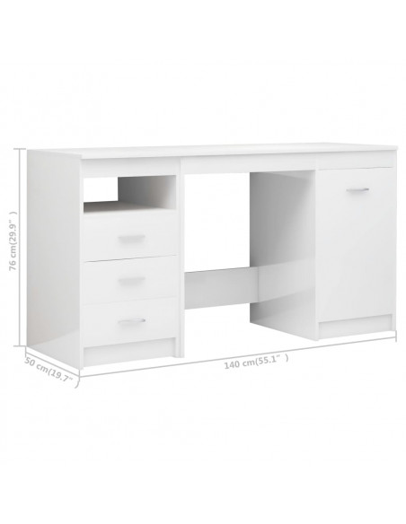 Scrivania Bianco Lucido 140x50x76 cm in Truciolato