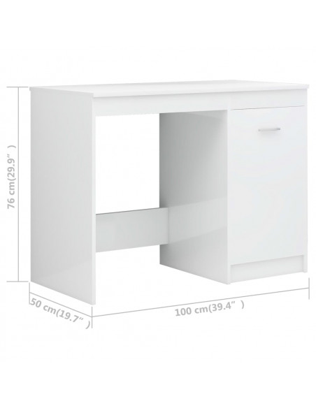 Scrivania Bianco Lucido 140x50x76 cm in Truciolato