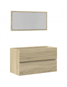 Mobile da Bagno con Specchio Rovere Sonoma 80x38,5x45 cm 2