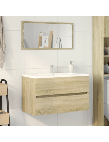 Mobile da Bagno con Specchio Rovere Sonoma 80x38,5x45 cm