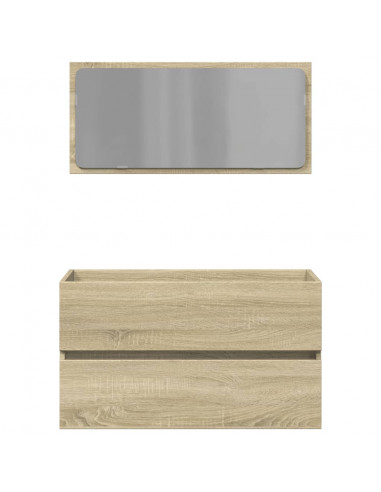 Mobile da Bagno con Specchio Rovere Sonoma 80x38,5x45 cm