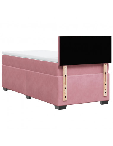 Giroletto a Molle con Materasso Rosa 90x200 cm in Velluto